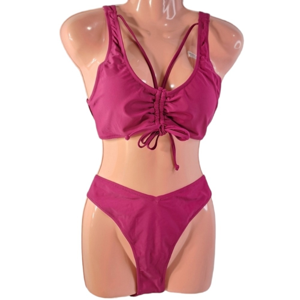 CUPSHE Women's Burgundy Two Piece Bikini Size M